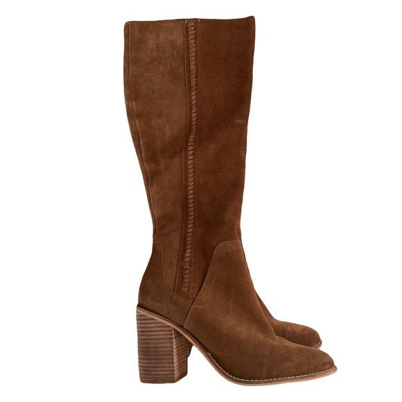 Steve Madden Roxana Brown Suede Knee High Block Heel Boots Size 8.5 Western Boho - Picture 2 of 7